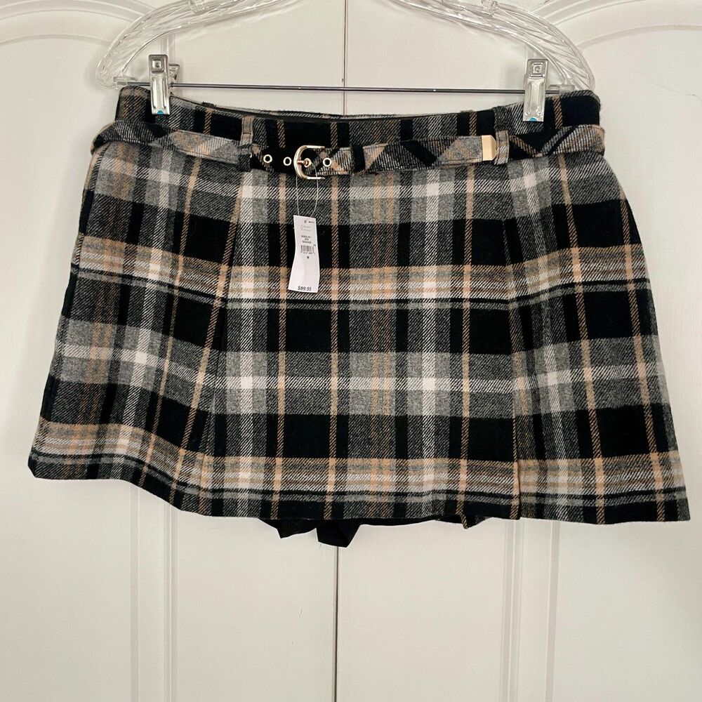 NEW 2025 GAP Wool-Blend Pleated Mini Skort with Belt Size M Dark Academia ($90)
